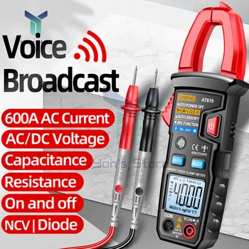 AT619 Digital Voice Broadcast Multimetru Clemă Profesional AC/DC ampermetric Ampermetru clește de Curent Tester pentru Electrician