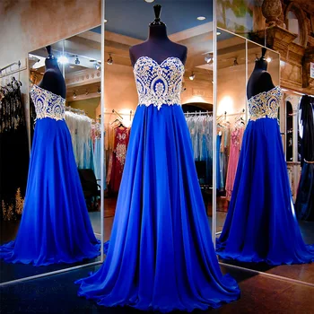 Abendkleider 2019 Albastru Regal Formale Rochii de Seara Rochii de Aur Dantelă Lung Rochie de Bal Rochii de Absolvire Vestido de Festa Longo