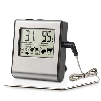 B50 TP16 Digital Display LCD Dapur Memasak Daging Termometer untuk GRĂTAR Cuptor Grill dengan Fungsi Timer