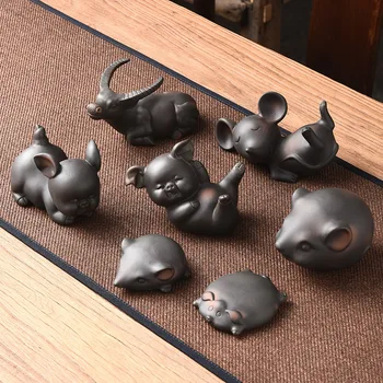 Violet Ceramica Ceai Ornamente Ceai Ceremonia De Decorare Kung Fu Desen Animat Mouse-Ul De Porc Mascota Mic Set De Ceai Ceai De Companie Norocos Pește Decor