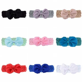 17 Culori 10*5.5 CM Sifon Bowknot Fetita Bandă de Moda Handmade Arcuri Elastice Hairband Copii veșminte de cap Accesorii de Par
