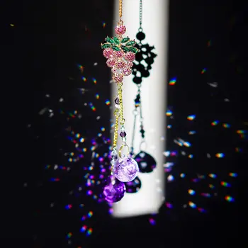 H&D Violet Cristal Stras Struguri Suncatcher cu Sticla Mingea Agățat de Cristal Curcubeu Filtru pentru Casa Decoratiuni de Gradina