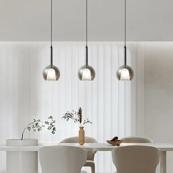 Modern Stil Nordic CONDUS Candelabru Pentru Sala de Mese Bar Bucatarie Living Dormitor Lampa Plafon Negru Cupru Pandantiv de Sticlă Lumină