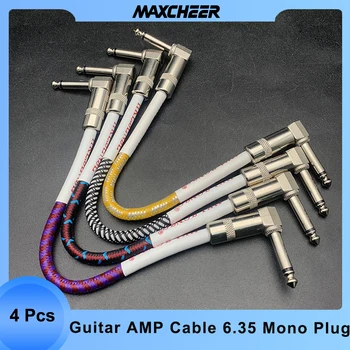 4buc 25CM Chitara Cablu Patch Dreapta-unghi la Dreapta-unghi de 6,35 Mono Plug Efecte Pedala de Cabluri AMPLIFICATOR Cablu