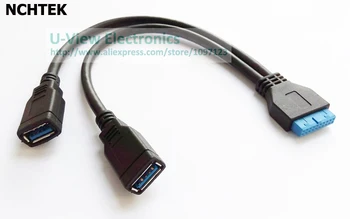 NCHTEK Dual USB3.0 Porturi de sex Feminin Pentru Placa de baza 20Pin Caseta Antet Cablu Adaptor, USB3.0 Joiner Cablu Aproximativ 20 cm / 1BUC