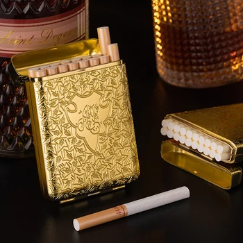 Mână-sculptate Retro Țigară Caz pentru 16 Țigările Slim Portable Șepci Shelby Femei Bărbați Fumând Țigară Lungă Cutie