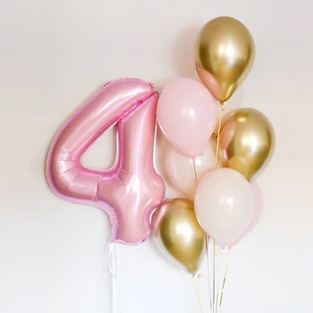40 Inch Roz Albastru 123 Număr De Baloane Cu Heliu Chorme RosGold Latex, Baloane Happy Birthday Decoratiuni Petrecere Copil De Dus Fată Băiat