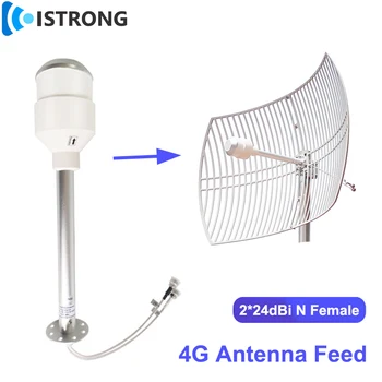 4G în aer liber Primă Direcție de Alimentare a Antenei 2*24dB Rază Lungă Dual Band Feedhorn N-Feminin pentru Bipolarized Parabolic Grila Antenei