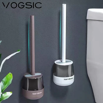 VOGSIC Punch-Gratuit TPR Toaletă Perie de Silicon Lung Mâner Perie Nici un Unghi Mort Perie de Curățare de uz Casnic Baie Accesorii Instrumente