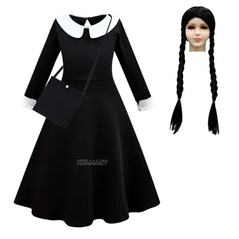 Miercuri Addams Cosplay Pentru Costum Fată 2023 Noi Vestidos Pentru Copii Fete Plasă De Petrecere Rochii Costume De Carnaval 3-10 Ani