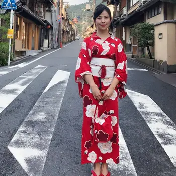 Kimono traditional japonez haori halat de gheișă kimono japonia rochie obi print floral kimono traditional japonez AA3845 Y