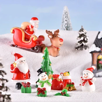 Craciun Miniaturi, Figurine Decor Rășină Mini Moș Crăciun, om de Zăpadă Elan Ornamente, Decoratiuni de Craciun pentru Desktop Acasă