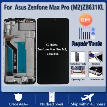 Pentru Asus Zenfone Max Pro (M2) ZB631KL ecran LCD de asamblare cu fața caz atingeți sticla, X01BDA Display LCD original Negru