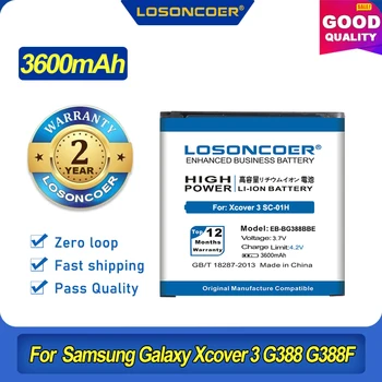 100% Original LOSONCOER 3600mAh EB-BG388BBE Baterie Pentru Samsung Galaxy Xcover 3 G388 G388F G389F G388D N533 SC-01H Baterie
