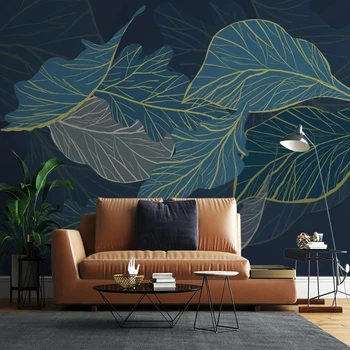Modern Acuarelă Tropicale Linie de Frunze de Fotografie, pictură Murală Tapet Living, Dormitor, TV Romantic Arta de Perete de Pânză Papel De Parede 3D