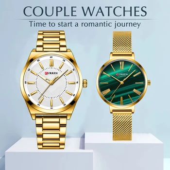 Curren Moda Ceas De Cuplu Pentru Bărbați Și Femei 2022 Brand De Lux Din Oțel Inoxidabil Impermeabil Cuarț De Aur Iubitorii De Ceasuri 2022