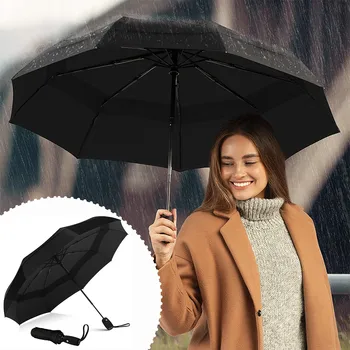 Pliere automata Puternic Umbrela pentru Barbati Femei Windproof 9Ribs Inversă Umbrela Rezistente la Vânt Excursie Inversat Umbrelă de Ploaie