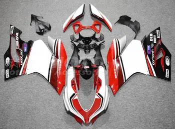 4Gifts Nou ABS Plastic Coajă Motocicleta Carenaj kit potrivit Pentru Ducati 899 1199 panigale 1199S 2012 2013 2014 2015 Personalizat Rosu Alb