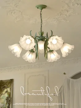 Flori de sticlă Candelabru Led Verde pentru Dormitor, Living Sufragerie Acasă Modern Retro Agățat Pandantiv Lampă de Iluminat 2022
