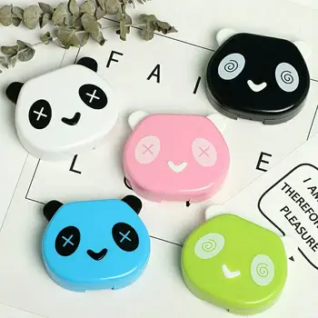 Drăguț Portabil Panda Ochi Contacte cu Oglindă Lentile de Contact Cazul Lentilelor Colorate= Container Casetă Pentru Petrecerea Set de Călătorie