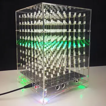 LED 3D 8S Muzică Ușoară Cube Kit 8x8x8 LED-uri Multicolore de Lumină Cubeed Muzica Spectrum LED Electronice DIY Kit Cu Animații Excelente
