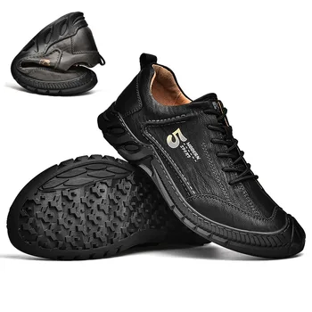 În aer liber, Pantofi pentru Bărbați oxfords dantela-up Adidași Negri Casual de Mers pe jos Drumeții Pantofi de Calitate din Piele Barci Brand de Pantofi Barbati pantofi
