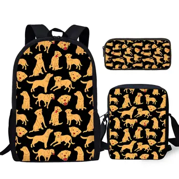 YIKELUO de Desene animate Drăguț Golden Retriever Câine Design Durabil Rucsac de Tineret de Mare Capacitate Notebook Manual Geanta Messenger Bag