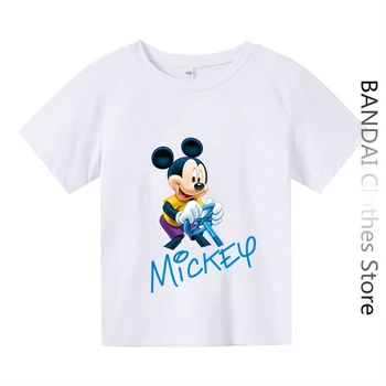 2023 Disney Mickey Mouse-Set Tricou Copii, Băieți Și Fete 2023 Noi Topuri De Vara Tricouri Copii Maneca Scurta Desene Animate Casual T-Shirt