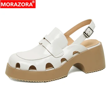 MORAZORA 2023 Noua Moda din Piele Pantofi Platforma Sandale Gladiator Cataramă Pantofi Casual Manual Doamnelor Pantofi