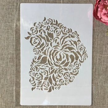 A4 29cm Mandala a Crescut Inima DIY Stratificare Sabloane Pictura pe Perete Album de Colorat Relief Album Decorative Șablon
