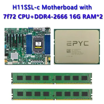 Pentru Supermicro H11SSL-C Placa de baza Socket SP3 180W TDP-ul cu Dual EPYC 7F72 CPU Procesor 2 buc DDR4 16GB 2666mhz *2 RAM REV2.0