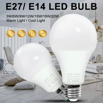 E27 Lampă cu LED-uri E14 lumina Reflectoarelor Bec 220V Lumina Alb Cald LED Lampada 240V Bombillas 3W 6W 9W 12W 15W 18W 20W Pentru Acasă Candelabre