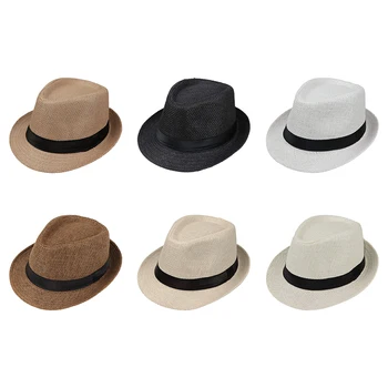 2023 Moda Copii Paie Pălărie Pentru Fete De Vara Trendy Plajă, Pălării De Soare Copii Fedoras Panglică Casual Cowboy Jazz Capac Gangster Capac