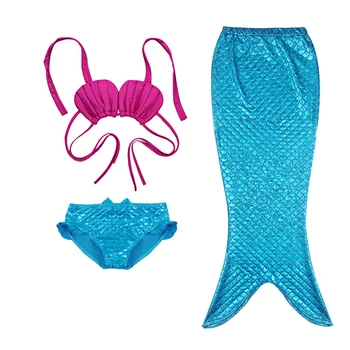 Citgeett 3Pcs Set Nou pentru Copii Fete Coada de Sirena mă înec Set de Bikini, Costume de baie, Costume de baie