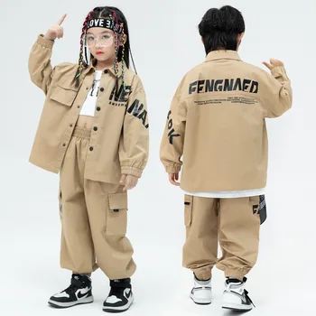 Băieții Seturi De Fete Copil Streetwear Hip Hop Liber Casual, Camasi Cu Maneca Lunga Pantaloni De Marfă Scena De Dans Costum Copii Treninguri