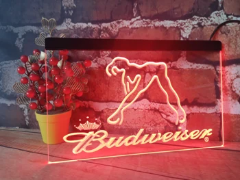 b02 Budweiser Dansatoare Exotică Stripteuză 2 dimensiune bere Bar, pub, club 3d semne de LED-uri Lumina de Neon Semn decor acasă meserii