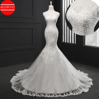 Un Umăr Sirena Rochii de Mireasa 2020 Nou Elegant Dantela Aplicatii vestido de noiva Margele Rochii de Mireasa Vintage halat mariage
