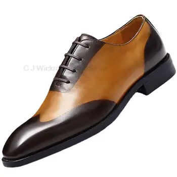 Marimea 38 La 46 Mens Pantofi Oxford Wingtip Autentice Din Piele De Vitel De Lux De Brand Lace Up Birou De Afaceri Bocanc Rochie Pantofi Pentru Bărbați