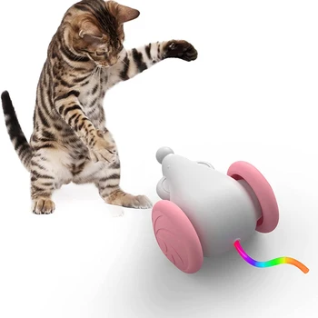 Pisica inteligent Jucarii Interactive Electric Scârțâit LED Intermitent Coada Pisoi animale de Companie Mouse-ul Exercitarea USB Reîncărcabilă