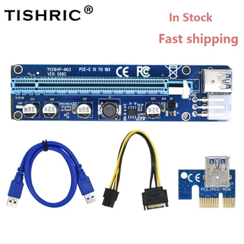 TISHRIC mai Noi VER008C Riser Card Cu LED 60CM PCI, PCIE, PCI-E 1X La 16X Extender Adaptor Grafica Cablu de Extensie Miner Minier