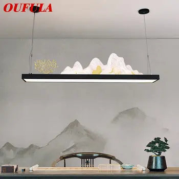 OUFULA Stil Chinezesc Pandantiv Candelabru Modern LED 3 Culori Creative Peisaj Perdeaua de Lumini Pentru Acasă Casa de Ceai Sala de Mese