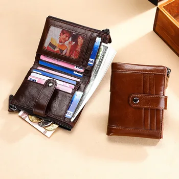 Retro ulei ceara bărbați ulei portofel din piele multi-funcția de portofel RFID multi-card card sac cu fermoar scurt monedă pungă portofele barbati portofel