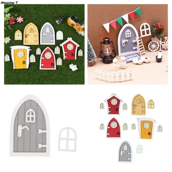 DIY din Lemn Fairy Elf Ușa Ambarcațiuni Kit Ușa de Crăciun Decor de Epocă în Miniatură Zână Grădină casă de Păpuși Decor Accesorii