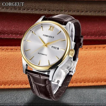 CORGEUT 40mm Afaceri de Moda de Lux pentru Bărbați Ceasuri de Sticlă de Safir Automat Mechanical Ceas pentru Om Participa la Banchet Reloj Hombre