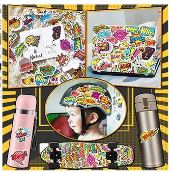 50 BUC Cool Hip-pop Autocolante de Text Pop Art Vinil rezistent la apa Decalcomanii Autocolante pentru Album Skateboard Laptop Cadou pentru Copii Adolescenti