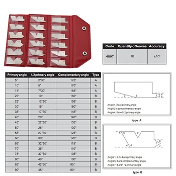 Indicator unghi Set 18 piese Unghi șablon de asamblare din oțel inoxidabil indicator Unghi de detecție 5-90 grade