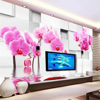 papel de parede Personalizate 3d tapet de lux bijuterii roz Phalaenopsis ambalaj moale TV de perete de fundal Clivia reflecție tapet 3d