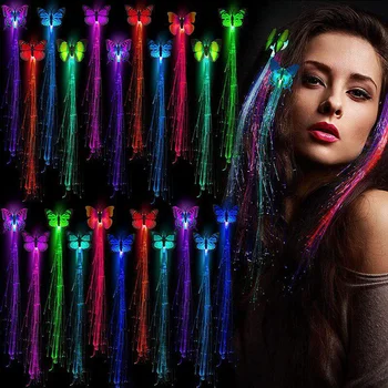 Femei Fluture Colorat Lumina Impletituri Agrafele Stralucitoare LED Flash Panglica de Par Clip Haripin Peruci Usor de Partid Accesorii de Par
