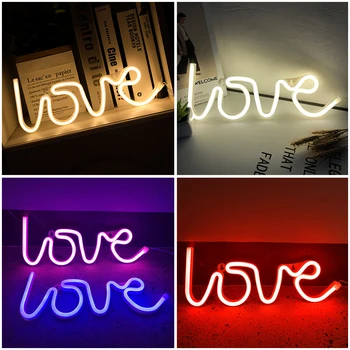 DRAGOSTEA Figura Lumina de Neon Semn LED Scrisoare Nighlight Modelare Lampa Decor Interior Petrecere de Valentine Propunere USB și Baterie