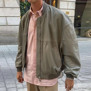 Vintage de Primavara Toamna Gri jacheta de Baseball pentru Bărbați îmbrăcăminte Paltoane mare Y2K strada Hip Hop de zbor Sacou Casual jacheta Top